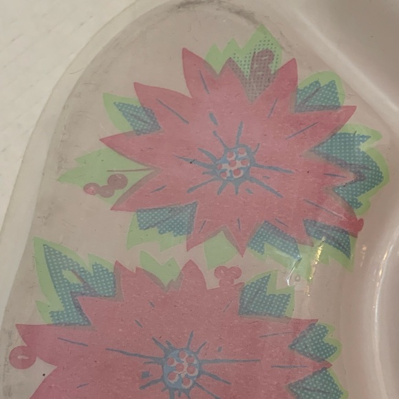 Vintage Plastic Christmas Snack Serving Tray Poinsettia Flowers - Picture 8 of 9